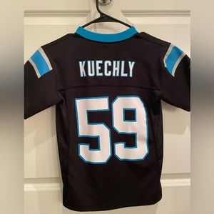 Football jersey Panthers  Luke Kuechly youth small black w/small name print